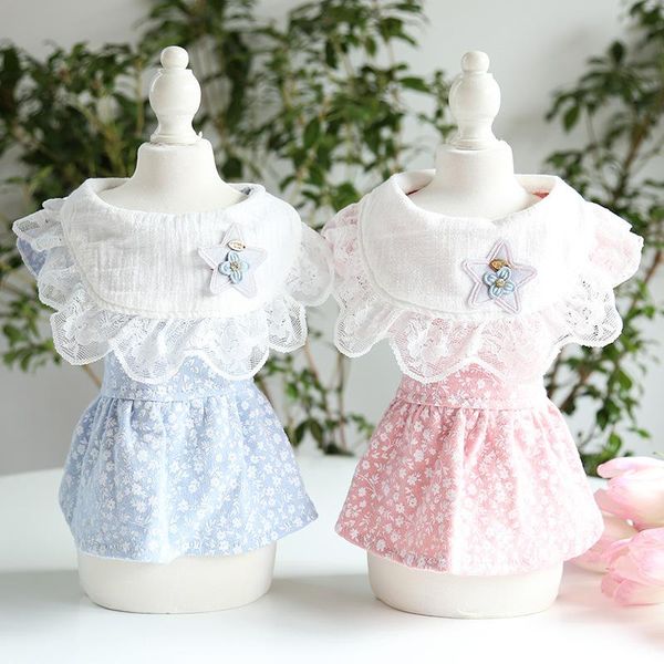 

petstyle 2021 round neck flower skirt cat one-piece dress dog pet clothes costumes