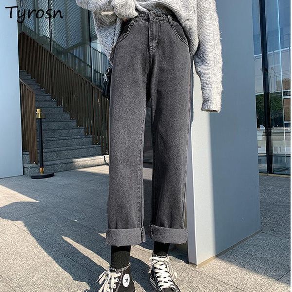 

women's jeans women solid retro loose casual teens streetwear high street adjustable waist denim trousers trendy daily harajuku bf styl, Blue
