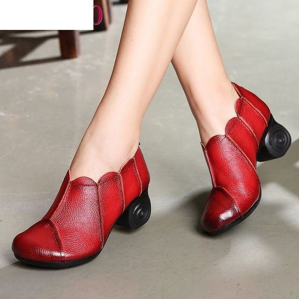 

sandals women pumps genuine leather high heel shoes thick heels handmade shoe vintage style 66ke, Black