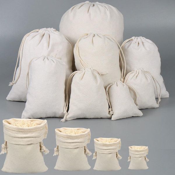 

storage bags multi sizes reusable linen drawstring gift jewelry packaging wedding party decoration drawable bag pouch