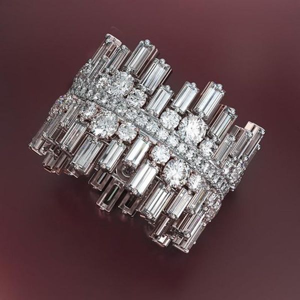 

wedding rings luxury irregularity shape love ring for women micro paved round square cubic zirconia engagement trendy jewelry, Slivery;golden