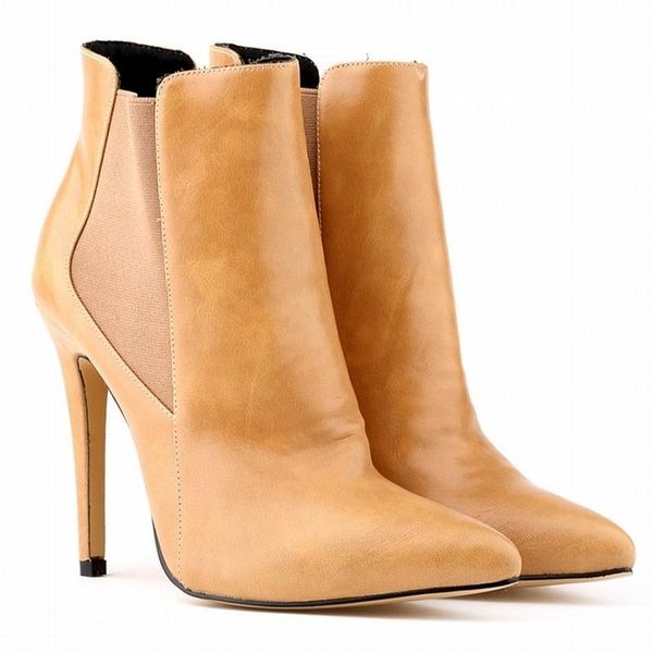

boots loslandifen women elastic ankle square high heels female pointed toe solid color short boot ladies casual fashion shoes, Black
