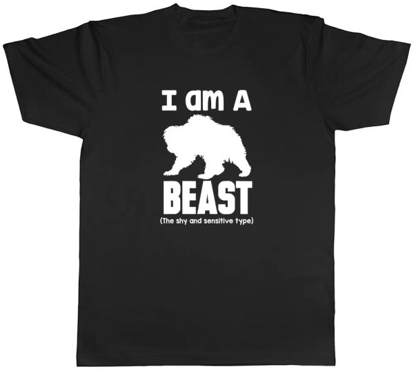 

i am a beast - the shy and sensitive type mens womens ladies t-shirt, White;black