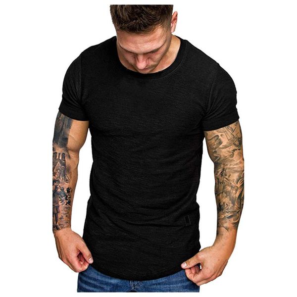 

loose short sleeve sports men's t-shirt, big round neck, solid olor, leisure and breathable fitness wear t-shirts, White;black