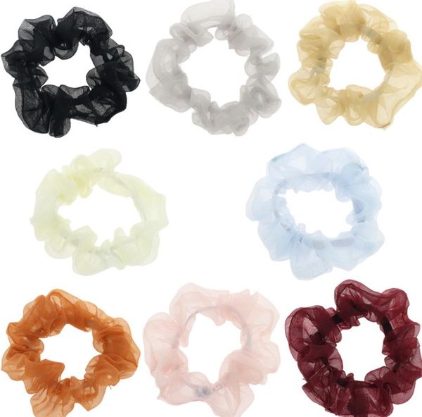 

pig large intestine hair ornament mesh elastic rubber band pony tails holder ring female transparent summer, Golden;silver