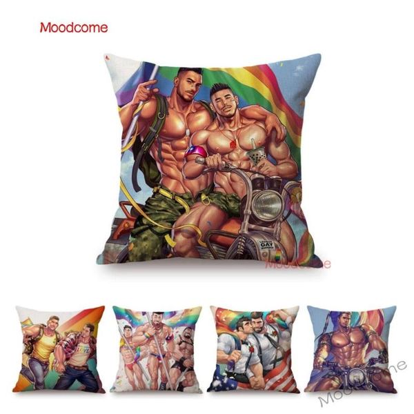 

cushion/decorative pillow lgbt rainbow gay pride parade art jock guy men home decorative sofa throw case linen boyfriend cushion cover