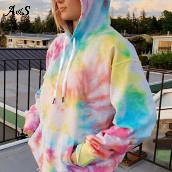 

women's hoodies & sweatshirts anbenser women tie dye hoodie long sleeve oversize ladies pullovers casual loose pocket hooded shirt stre, Black