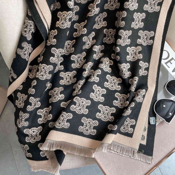 

design 2021 autumn and imitation cashmere scarf air conditioning shawl tassel thickened long warm bib tusm, Blue;gray