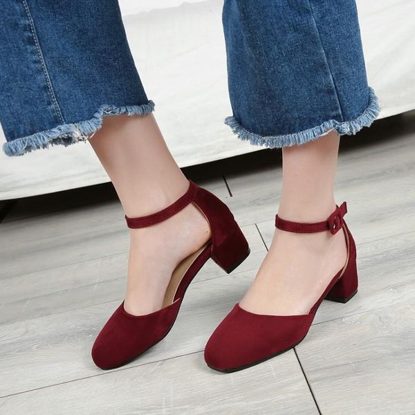 

baotou sandals 2021 spring and summer style with thick square head buckle size code 33-42 women's shoes 18131, Black