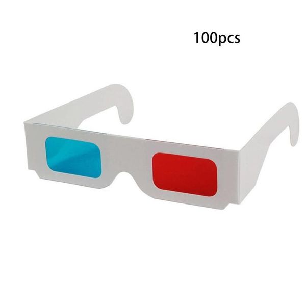 

glasses 100pcs/lot universal paper anaglyph 3d view red/blue glass for movie video ef