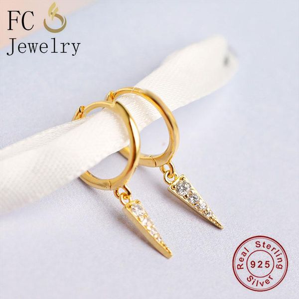 

hoop & huggie fc jewelry 925 silver gold italy pizza zirconia earring for women ear piercing boucle doreille accessories 2021, Golden;silver