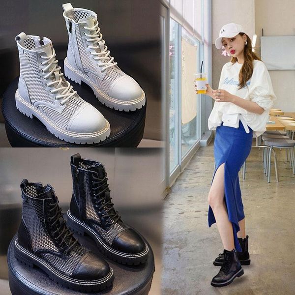 

boots 2021 summer hollow out women sandals casual gladiator ankle cool boot low heels bandage 35-40, Black