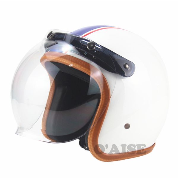 

modern classic 3/4 cycling bicycle helmet for scooter motorcycle riding with face dual lens removal liner tk12