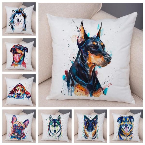 

cushion/decorative pillow 50 style cute watercolor ink pet dog case decor animal pillowcase soft plush cushion cover for car sofa home 45x45
