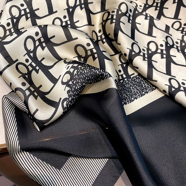 

2021 new korean style scarf sunscreen lengthened printed imitated scarves womens long silk beach towel wholesale, Blue;gray