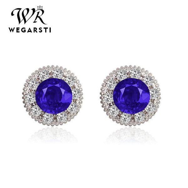 

classic green cubic zirconia stud earrings round crystal girl ear studs for women 925 silver jewelry brincos, Golden;silver