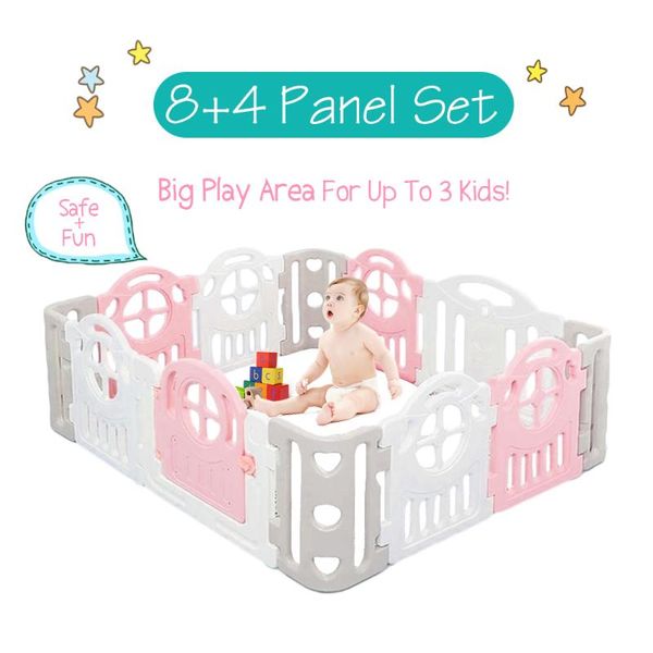 

safety gates baby playpen toddler kids nursery activity large space play center indoor outdoor yards plastic panel fence safe door protectio