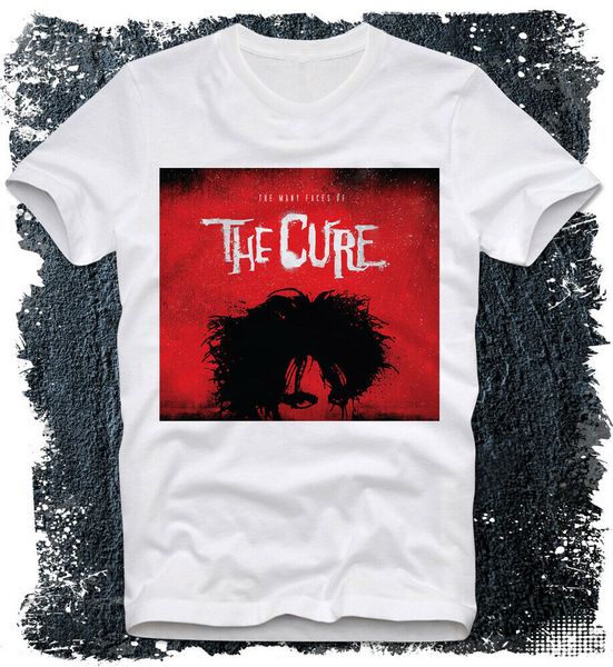 

t-shirt many faces of the cure 80s electronica punk retro cool gothic new wave, White;black