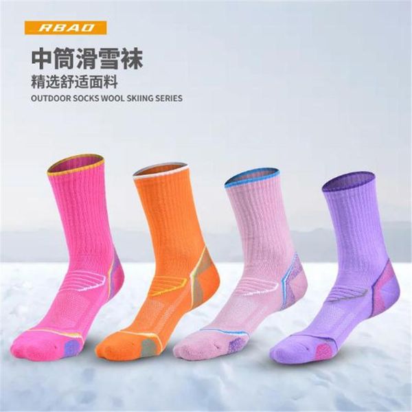 

sports socks 3 pairs/lot skiing nylon women warm outdoor hiking r-bao rb045, Black