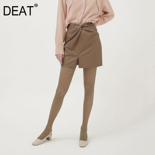 

high waist half-body coffee big size bow above knee pu leather skirt women fashion tide spring autumn gx322 210421, Black
