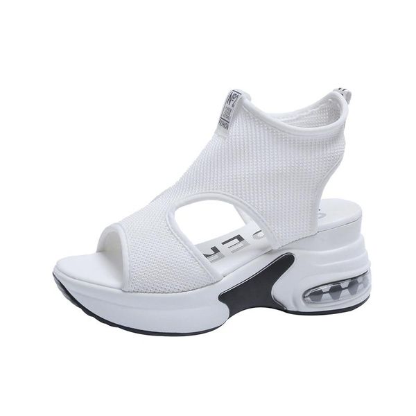 

sandals 2021 platform women fashion white mesh shoes woman casual round toe black high heel sandal womens weave summer shoe