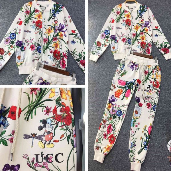 

design autumn and double casual cotton sportswear women's cardigan two piece set loose large, White