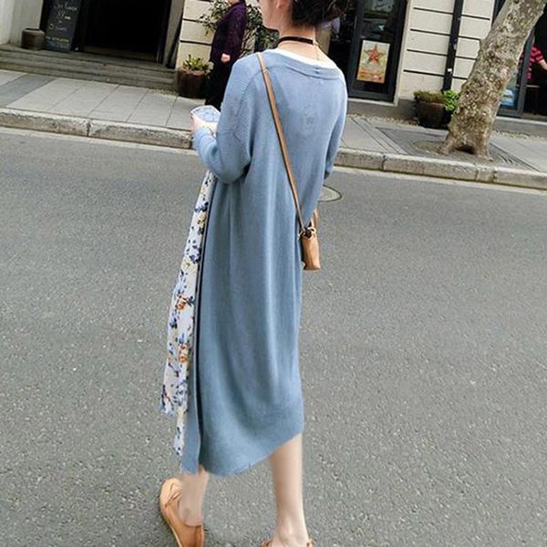 

women's knits & tees spring thin sunscreen shawl knitted air conditioning shirt summer seaside holiday long sleeve medium length cardig, White