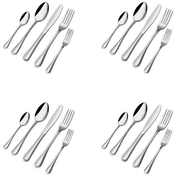

dinnerware sets silverware set,20-piece stainless steel flatware cutlery set service for 4, knife fork spoon