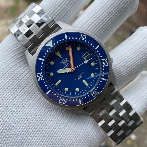 

wristwatches steeldive sd1979 200m dive watch men nh35 automatic mechanical wrist watches ceramic bezel sapphire crystal steel bracelet, Slivery;brown