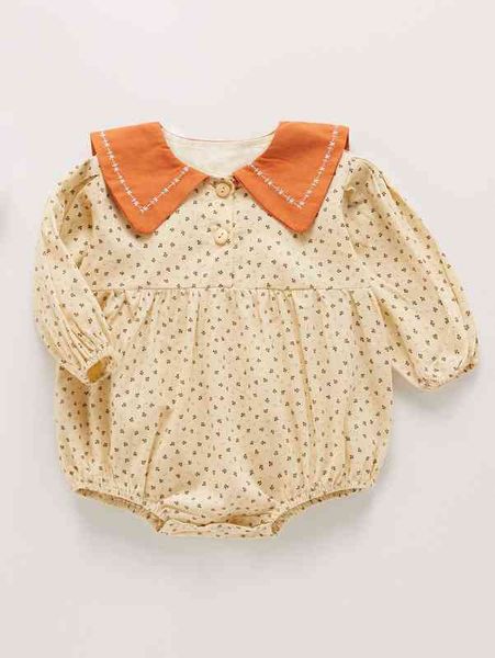 

baby ditsy floral print contrast sailor collar bodysuit she, Blue