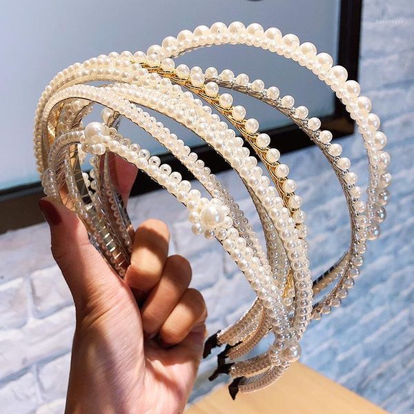 

women hair accessories female elegant full pearls simple hairbands sweet headband hoops bezel ornament head band1