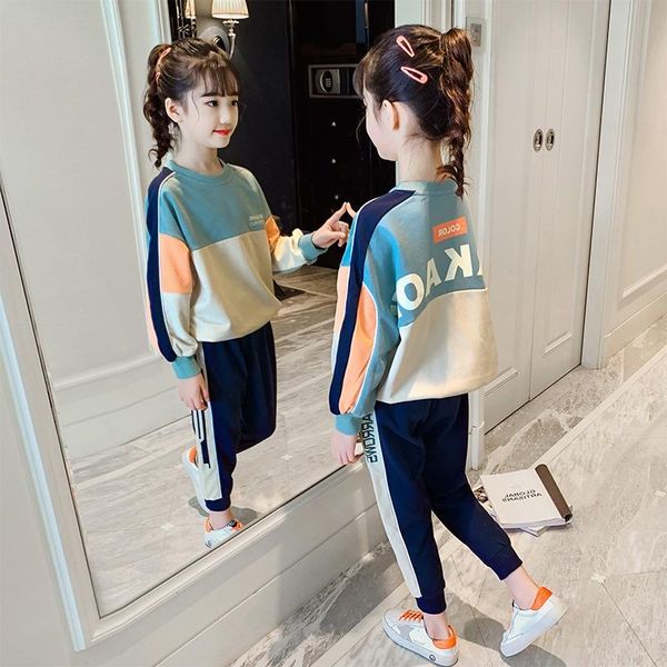 

clothing sets spring autumn warm girls suit cotton sweatshirts+ pants 2pcs/setsÂ teenage children's school clothingÂ kids party high qual, White