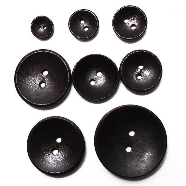 Кнопка Zieene 1000 шт. Темно-коричневый 10 мм-30 мм круглые чаши деревянные кнопки 2 отверстия, шитье для женщин одежда ручной работы древесины
