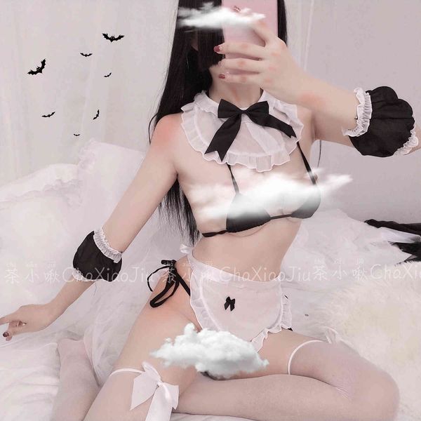 

japanese women lingerie set cosplay apron maid servant lolita costume babydoll erotic lingerie student uniform, Red;black