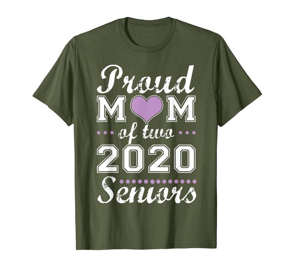 

proud mom of two 2020 senior graduate graduation tshirt, White;black