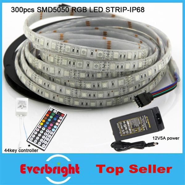 

strip ip68 waterproof 12v flexible light filled silicone +44 keys +12v 5a power adapter strips led