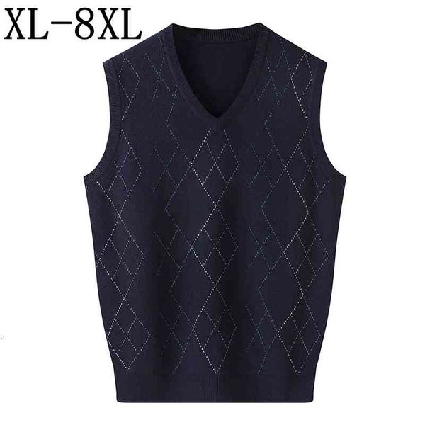 

men's sweaters 8xl 7xl 6xl fall winter wool men casual vest sweater sleeveless knit loose mens pullovers oabl, White;black