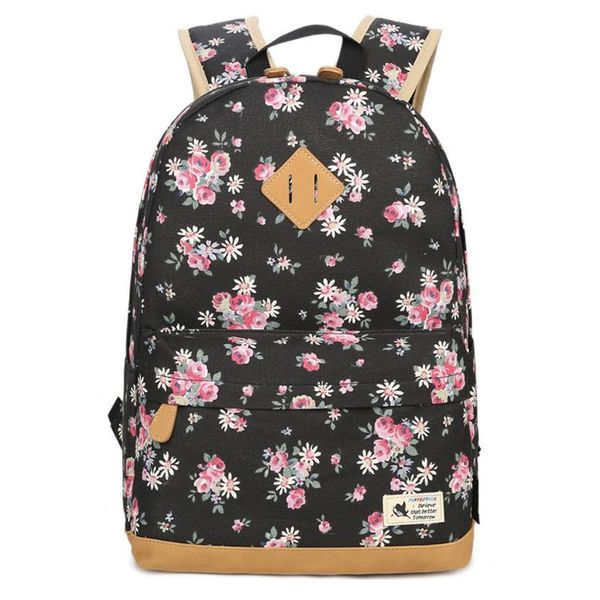 

backpack shoulder school rucksack canvas floral cute casual travel