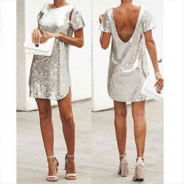 

fashion backless sequin glitter club women dresses party cocktail prom short mini, Black;gray