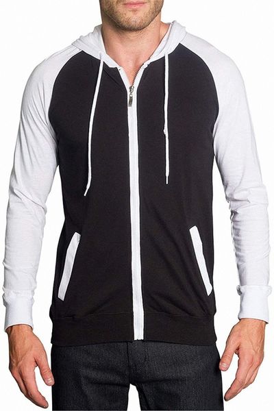 

victorious men's raglan lightweight zip up hoodie sweatshirts c9v9#, Black