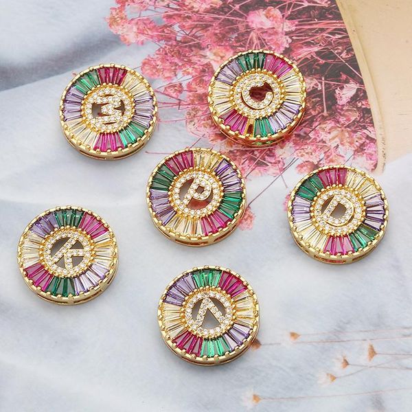 

pendant necklaces micro pave rainbow cz zirconia 26 alphabet letters initial women's christmas gifts fashion jewelry, Silver