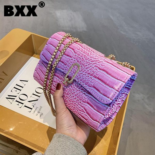 

[bxx] retro pu leather stone pattern bags women 2021 fashion metal chain shoulder bag lady trend handbags purses cb893