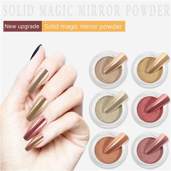

nail art kits mirror solid super bright titanium powder magic 6 color polishing rose gold silver colors decorations brush