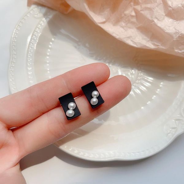 

stud elegant simple geometric pearl earrings for women fashion female wedding party accessories charming jewelry gift, Golden;silver