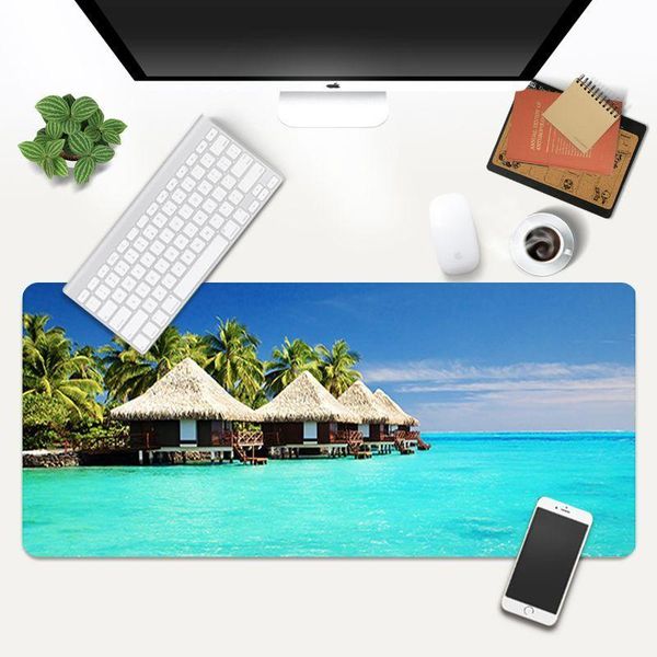 

mouse pads & wrist rests beach sea palm mat pad desk mousepad keyboard soft natural rubber computer sell office home