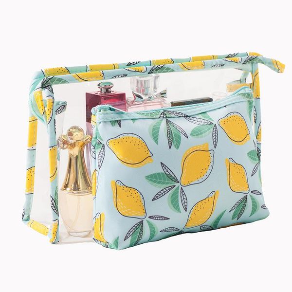 

cosmetic bags & cases cartoon pvc transparent bag 2-piece portable waterproof wash travel women's storage multiple patterns