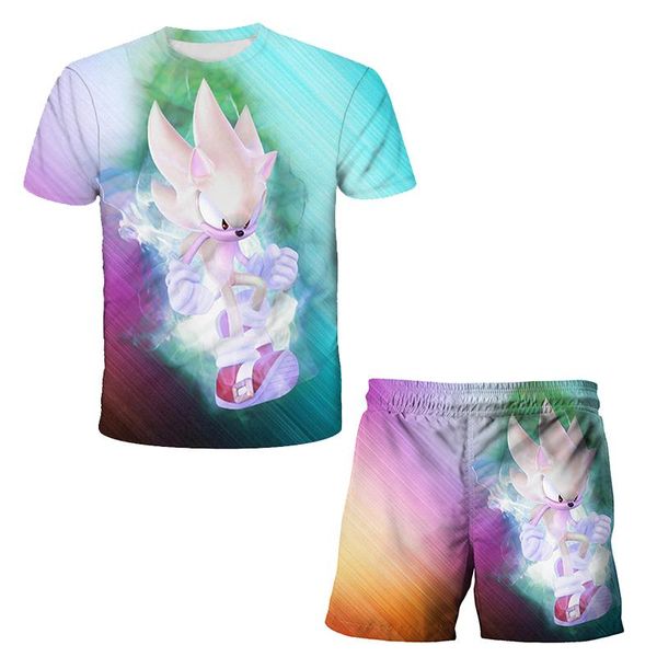 

clothing sets 2021 casual boys kids sport cartoon anime super sonic clothes costumes 4-14 years old, White