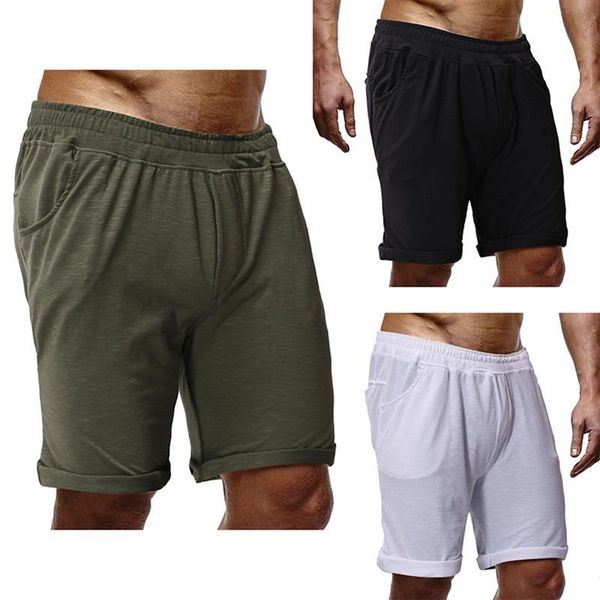 

men's men summer shorts casual solid color quick-dry loose sports short pants gym half trousers, Black