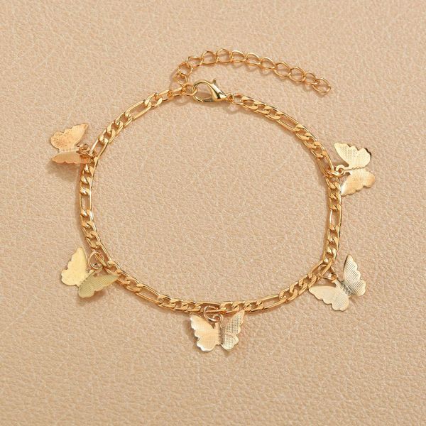 

modyle fashion butterfly anklets for women bohemian beach anklet gold silver color chain ankle bracelet on leg foot jewelry, Red;blue