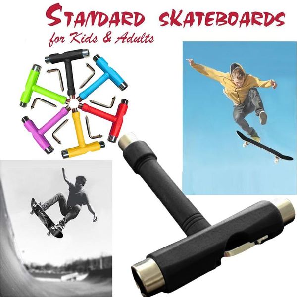 Professionelle Handwerkzeugsätze Skateboard-Werkzeuge All-in-One-Schraubendreher-Sockel Mini-T-Typ-Schraubenschlüssel-Demontagezubehör Verwendung für Rollschuh-S